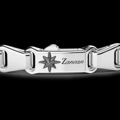 Bracciale Zancan in argento con targa e pietre nere.