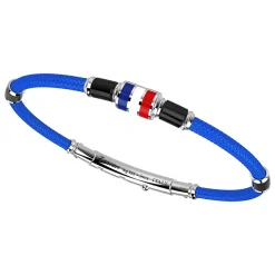 Bracciale Zancan in kevlar con bandiera nautica in argento smaltata.
