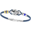 Bracciale Zancan in kevlar con teschio in argento e bandiere nautiche.