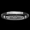 Bracciale Zancan in Kevlar con targa in argento e pietre nere.