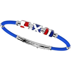 Bracciale Zancan in kevlar con bandiere nautiche in argento smaltata.