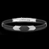 Bracciale Zancan in Kevlar con targa in argento e pietre nere.