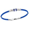 Bracciale Zancan in kevlar con bandiera nautica in argento smaltata e viti in oro rosa.