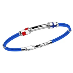 Bracciale Zancan in kevlar con bandiere nautiche e targa in argento.
