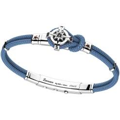 Bracciale Zancan in kevlar con rosa dei venti in argento.