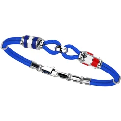 Bracciale Zancan in kevlar con asola e bandiere nautiche in argento.