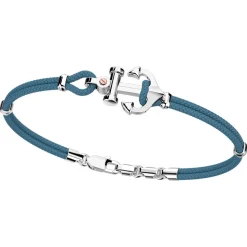 Bracciale Zancan in kevlar con ancora in argento e vite in oro rosa.