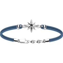 Bracciale Zancan in kevlar con rosa dei venti in argento.