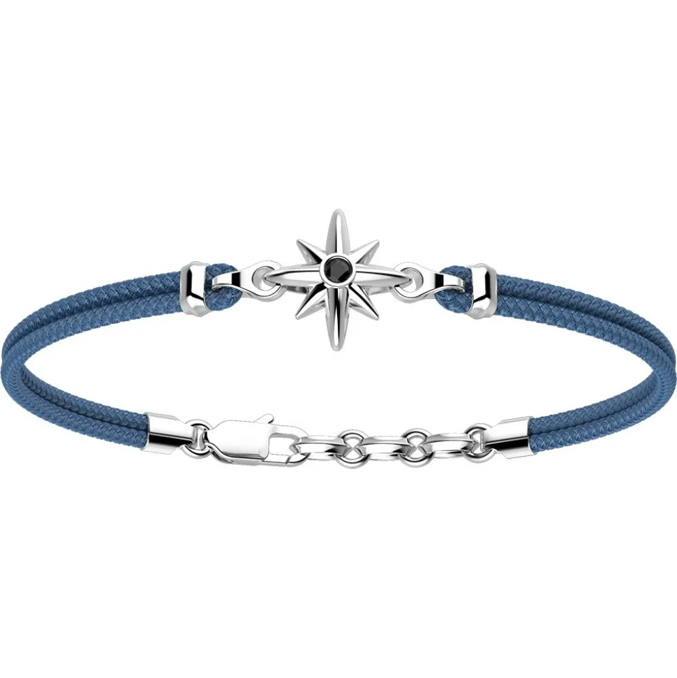Bracciale Zancan in kevlar con rosa dei venti in argento.