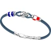 Bracciale Zancan in kevlar con teschio in argento e bandiere nautiche.