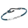 Bracciale Zancan in kevlar con amo in argento e pietre nere.