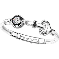 Bracciale Zancan in kevlar con ancora in argento, pietre e bussola.