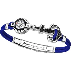 Bracciale Zancan in kevlar con ancora in argento, pietre e bussola.