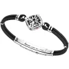 Bracciale Zancan in kevlar con rosa dei venti in argento e pietra nera.