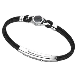 Bracciale Zancan in kevlar con targa in argento e madreperla.