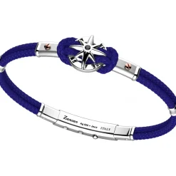 Bracciale Zancan in kevlar con rosa dei venti in argento.