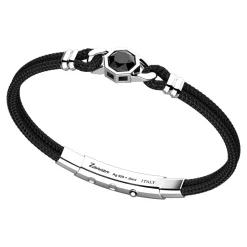 Bracciale Zancan in kevlar con targa in argento e onice.