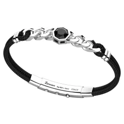Bracciale Zancan in kevlar con targa in argento e onice.