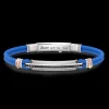 Bracciale Zancan in kevlar con targa e pietre nere.