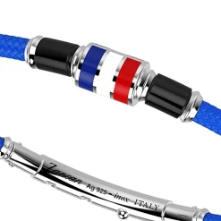 Bracciale Zancan in kevlar con bandiera nautica in argento smaltata.