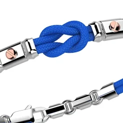 Bracciale Zancan in kevlar con nodo nautico e viti in oro rosa.