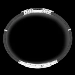 Bracciale Zancan in Kevlar con targa in argento e pietre nere.