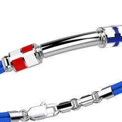 Bracciale Zancan in kevlar con bandiere nautiche e targa in argento.