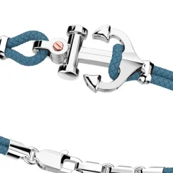 Bracciale Zancan in kevlar con ancora in argento e vite in oro rosa.