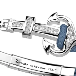 Bracciale Zancan in kevlar con ancora in argento e pietre colorate.