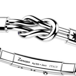 Bracciale Zancan in kevlar con nodo piano in argento.