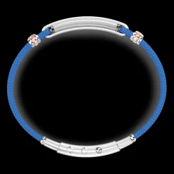 Bracciale Zancan in kevlar con targa e pietre nere.