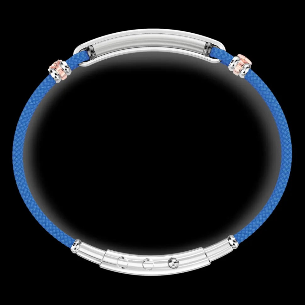Bracciale Zancan in kevlar con targa e pietre nere.