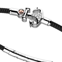 Bracciale Zancan in kevlar con ancora in argento e pietre bianche.