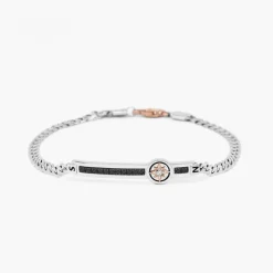 Bracciale  Zancan in oro bianco con diamanti e rosa dei venti.
