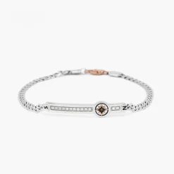 Bracciale Zancan in oro bianco con diamanti e rosa dei venti.