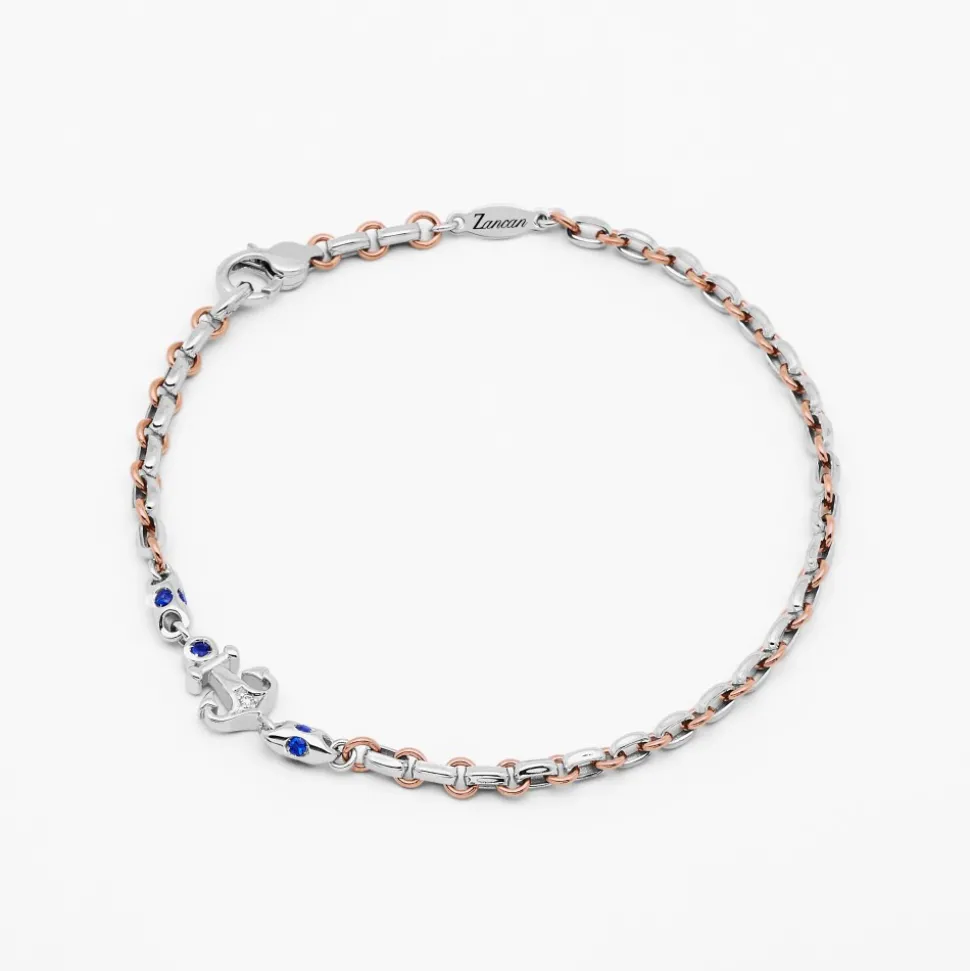 Bracciale Zancan in oro bianco con diamanti e ancora.