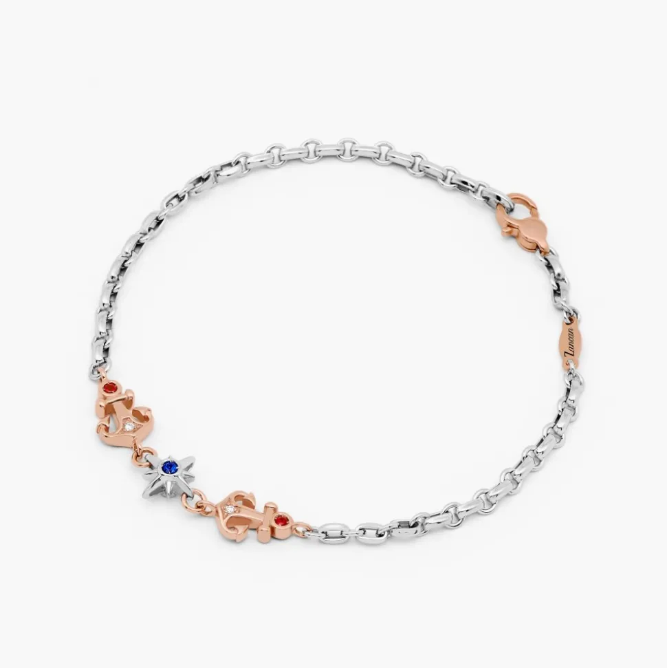 Bracciale Zancan in oro bianco con diamanti e pietre preziose.