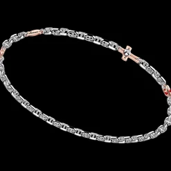 Bracciale  Zancan in oro bianco con diamanti e croce.