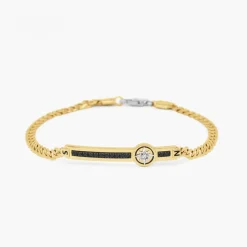 Bracciale Zancan in oro giallo con diamanti e rosa dei venti.