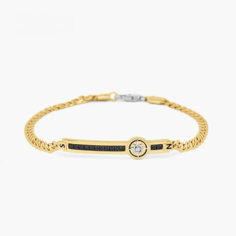 Bracciale Zancan in oro giallo con diamanti e rosa dei venti.