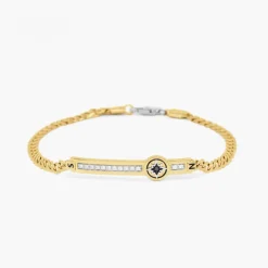 Bracciale Zancan in oro giallo con diamanti e rosa dei venti.