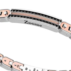 Bracciale Zancan in oro 18k ed argento con targa e pietre nere.