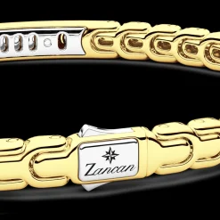Bracciale Zancan in oro 18kt con targa e diamanti.