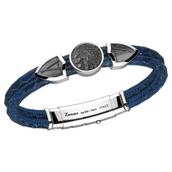 Bracciale Zancan in pelle con targa e teschio nativo americano.