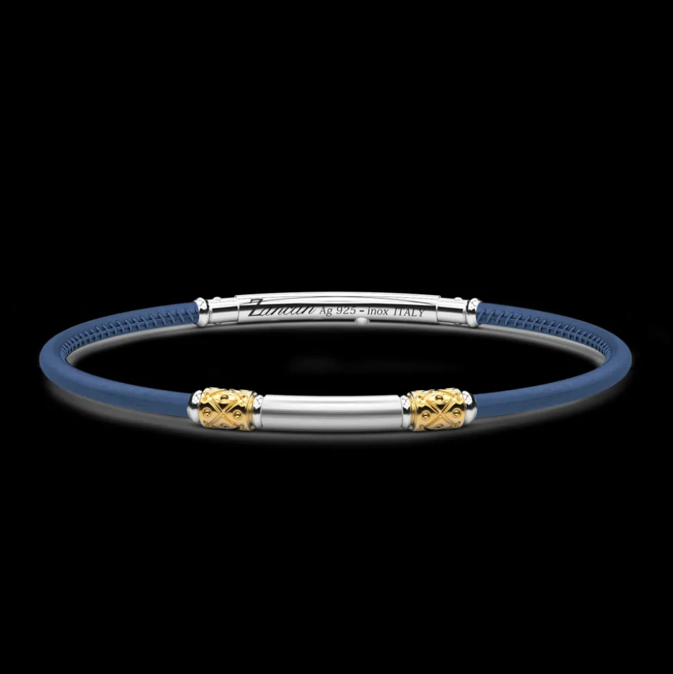 Bracciale Zancan in pelle naturale con targa in argento.