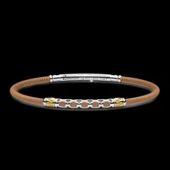 Bracciale Zancan in pelle naturale con targa in argento.