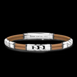 Bracciale Zancan in pelle naturale con elemnti in argento.