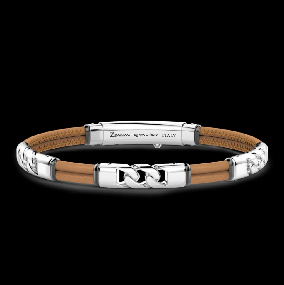 Bracciale Zancan in pelle naturale con elemnti in argento.