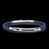 Bracciale Zancan in pelle naturale con targa in argento e pietre nere.