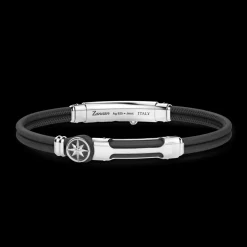Bracciale Zancan in pelle naturale con targa in argento.